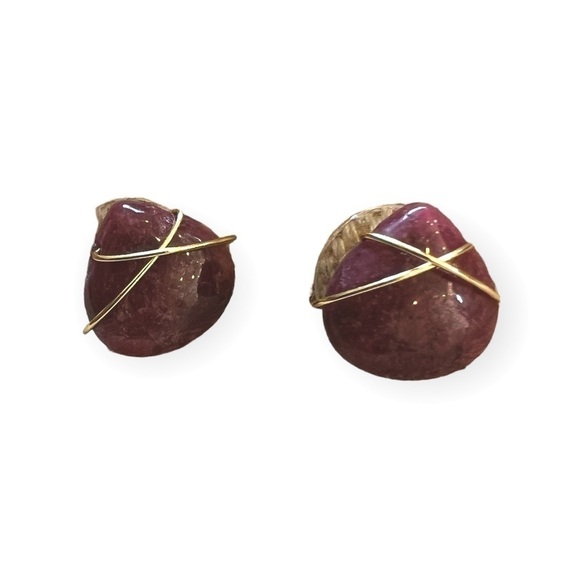 New Rhodonite stone earrings - Picture 4 of 4